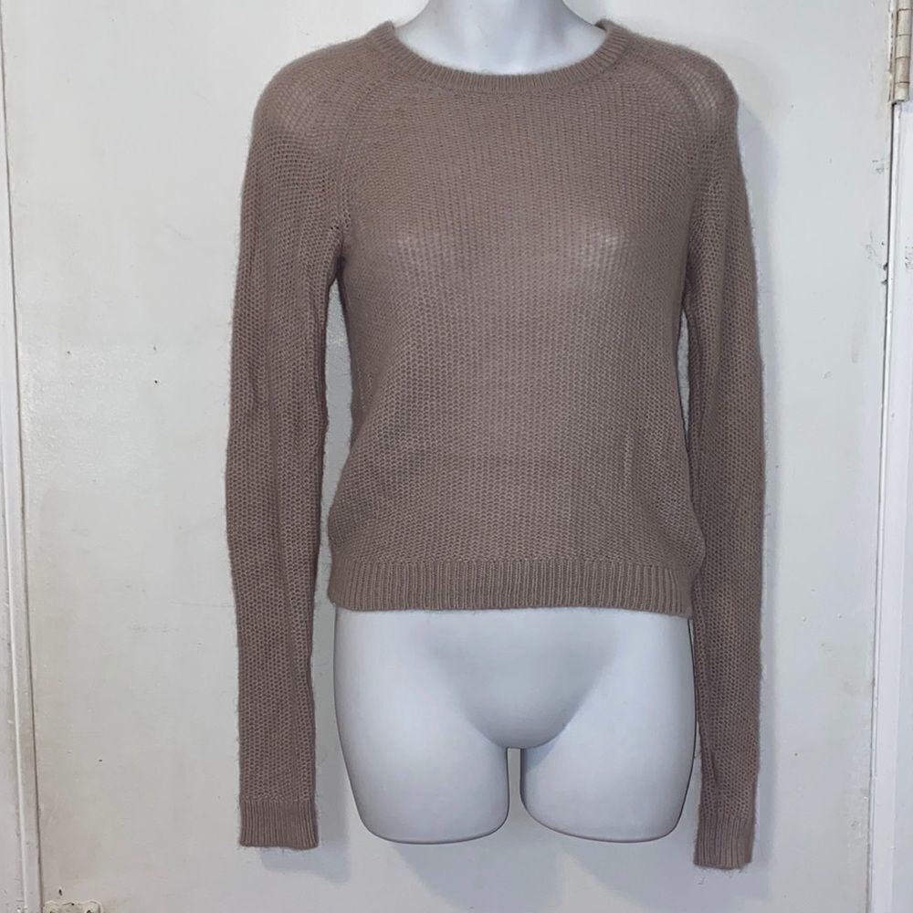 TALULA Tan Angora Goat Hair Knit Sweater-XXS